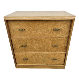 Burlwood Three Drawer Chest of Drawers Dresser For Sale