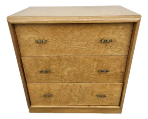 Burlwood Three Drawer Chest of Drawers Dresser