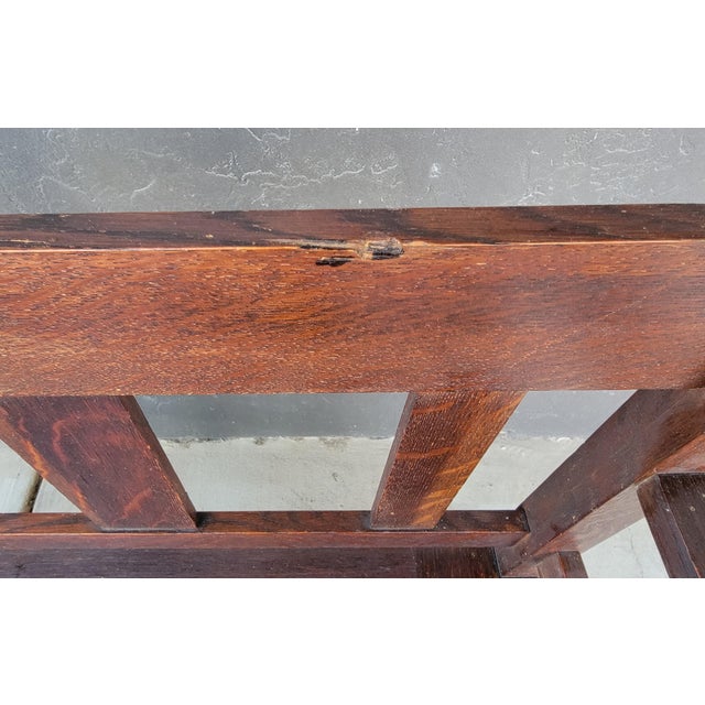 Antique Hall Bench Mission Oak by Lifetime Furniture. Circa. 1910 For Sale - Image 10 of 18