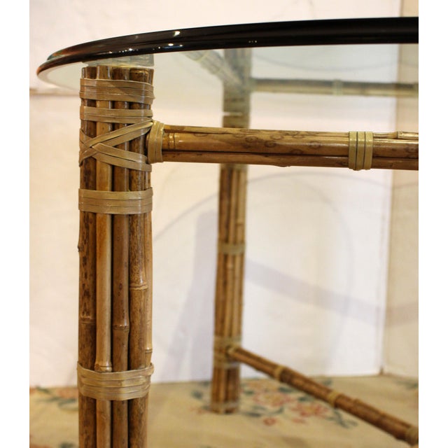 McGuire Late 20th Century McGuire Dining Set With Four “Target” Back Chairs For Sale - Image 4 of 11