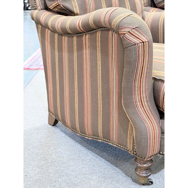 Late 20th Century Pair of Late 20th Century Wesley Hall Hartwell Striped Lounge Chairs For Sale - Image 5 of 10