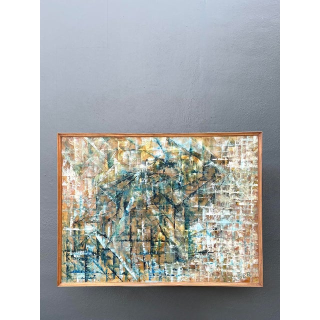 Mid 20th Century Vintage Original Abstract Oil on Painting For Sale - Image 5 of 12