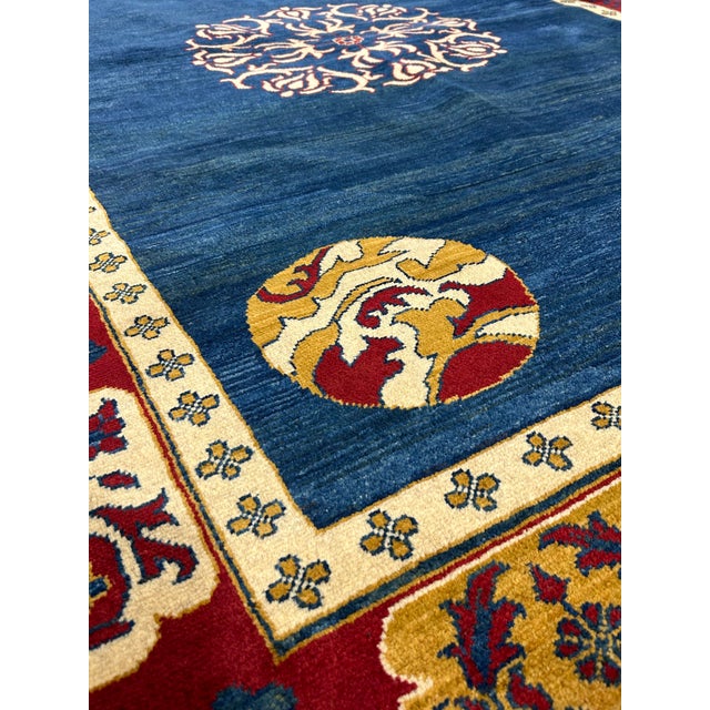 Asian 1990s Asian Inspired Design, Deep Indigo, Yellow, Asian Deco, For Sale - Image 3 of 12