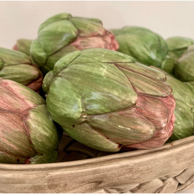 Vintage Majolica Ceramic Basket of Artichokes - Made in Italy For Sale - Image 4 of 6