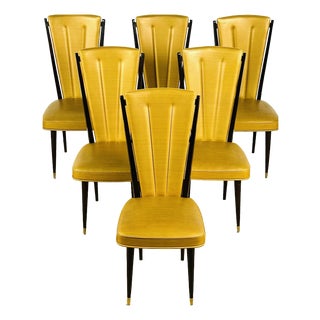 French Art Deco Dining Chairs, 1940, Set of 6 For Sale