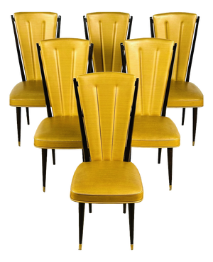 French Art Deco Dining Chairs, 1940, Set of 6