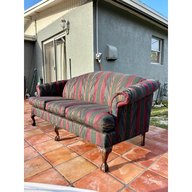 Chippendale Howard’s Furniture Vintage Chippendale Style Sofa Couch For Sale - Image 3 of 7