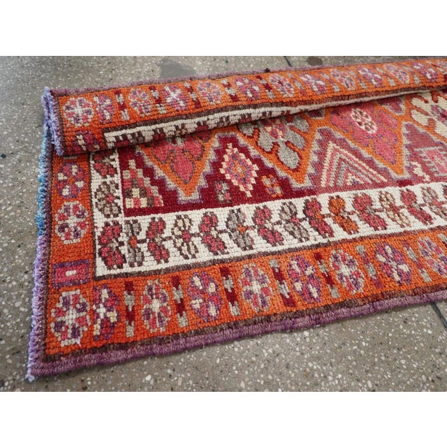 Wine Galerie Shabab Collection Tribal Mid-20th Century Turkish Anatolian Runnerr For Sale - Image 8 of 8
