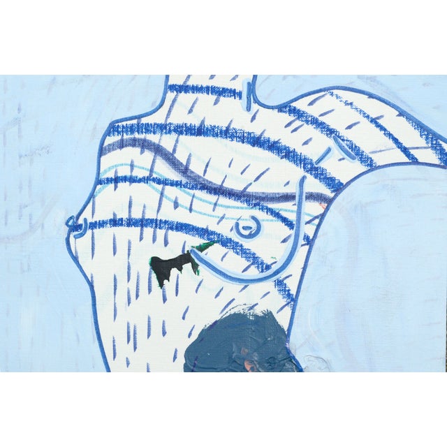 Contemporary Blue Patterned Contemporary Abstract Nude Female Figure by Meagan Jain For Sale - Image 3 of 6