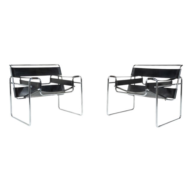 B3 Wassily Armchairs by Marcel Breuer for Gavina, Italy, 1960s, Set of 2 For Sale
