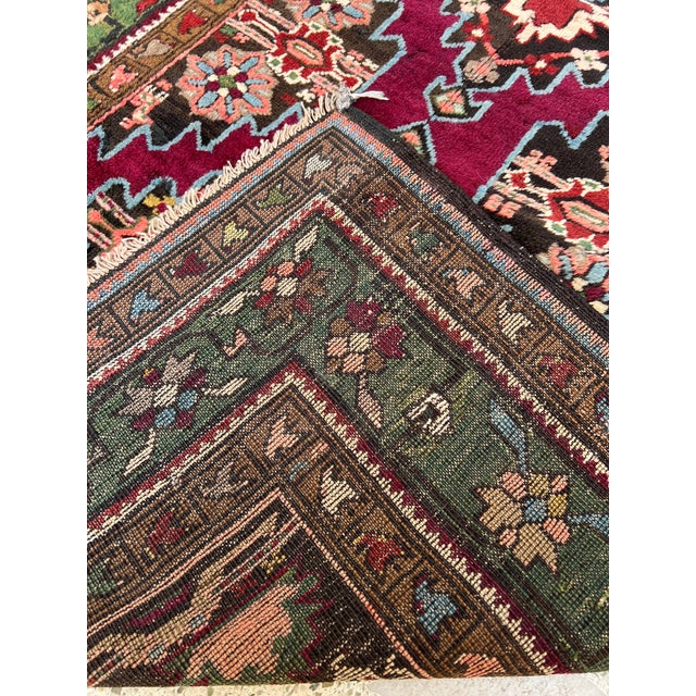 1970s Wine Persian Hamadan Hand-Knotted Wool Rug - 3'5" X 5'3" For Sale - Image 9 of 9