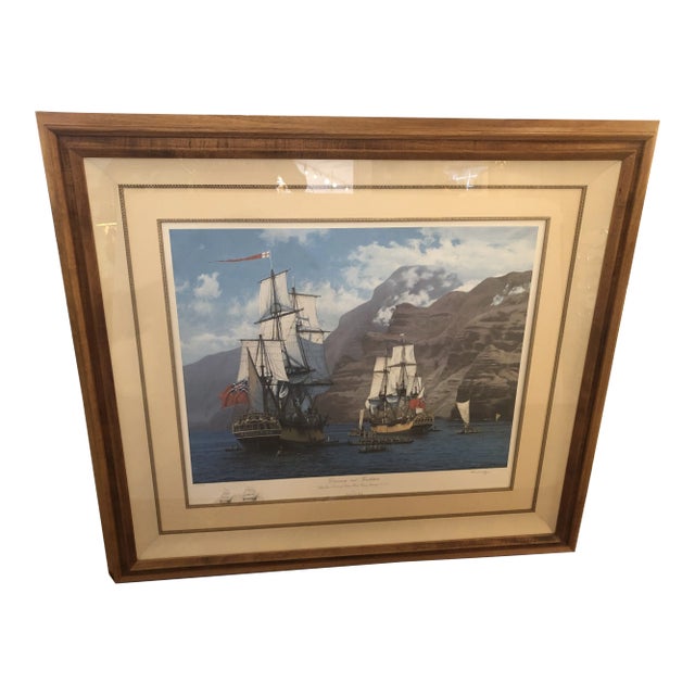 Raymond Massey Large Signed Nautical Lithograph For Sale