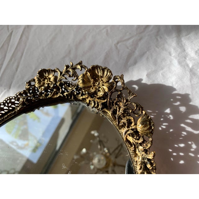 Vintage Gold Filigree Perfume Vanity Tray For Sale - Image 9 of 12