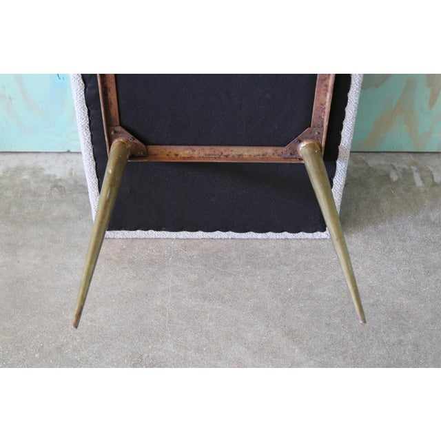 1950s Mid Century Modern Boucle and Brass Leg Mushroom Custom Bench For Sale - Image 10 of 10