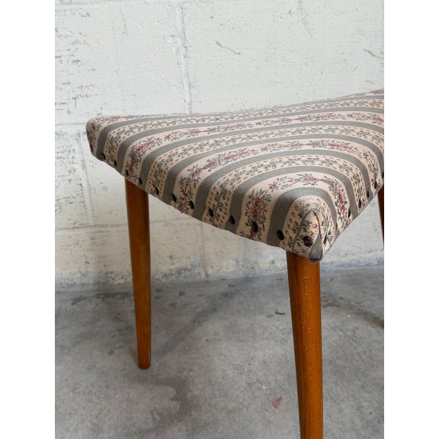Vintage Danish Mid Century Modern Teak Corner Ottoman Stool For Sale - Image 4 of 9