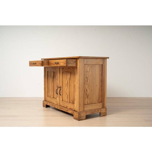 Early 20th Century Antique Art Nouveau German Pine Cabinet with Two Drawers, 1910 For Sale - Image 5 of 18