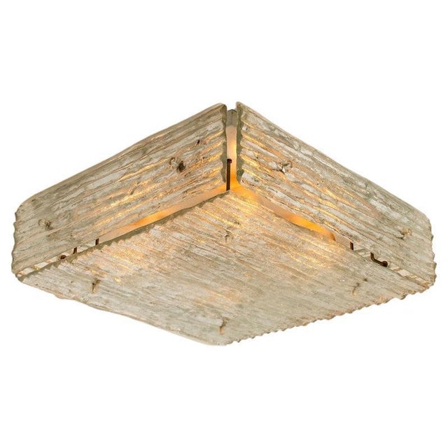 Textured Glass Square Flush Mount from Kalmar, Austria, 1960 For Sale - Image 14 of 14