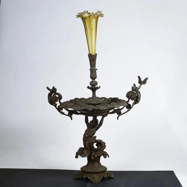Metal Centerpiece with Blown Glass Potter For Sale - Image 9 of 9