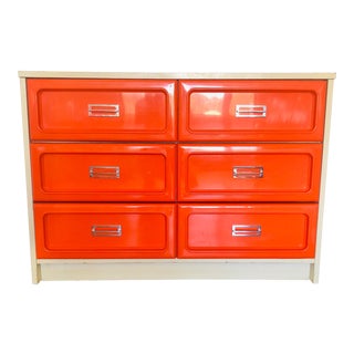 1970s Space Age Pop Modern Burnt Orange Bassett Dresser For Sale