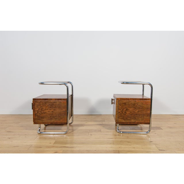 Brown Mid-Century Bauhaus Nightstands from Mücke-Melder, Czechoslovakia, 1930s, Set of 2 For Sale - Image 8 of 18