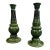 Pair of Moroccan Emerald Green Glazed Ceramic Candlesticks For Sale