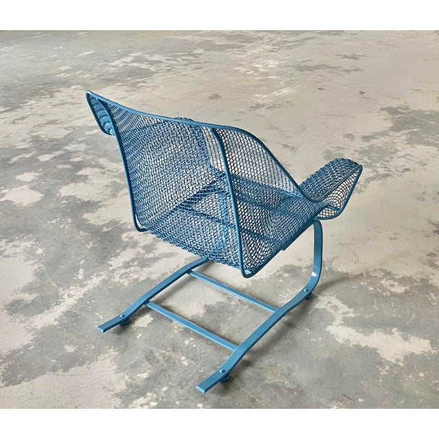 Cerulean Blue Russell Woodard Sculptura Loveseat + Cantilevered "Springer" Chair, Set of 2 For Sale - Image 6 of 12