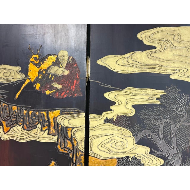 Chinese Eight Immortals Mountain Cloud Eight Panel Screen For Sale - Image 10 of 12