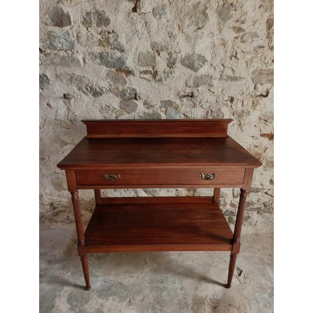 Antique French Mahogany Console Table with Drawer and Shelf, 1900 For Sale - Image 12 of 18