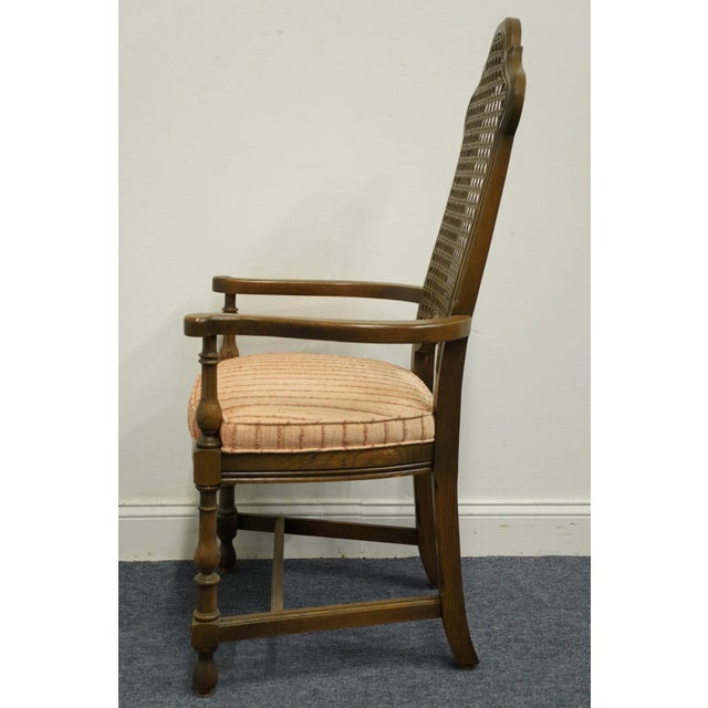 Mid 20th Century Antique Vintage Solid Walnut Rustic European Style Cane Back Dining Arm Chair For Sale - Image 5 of 10