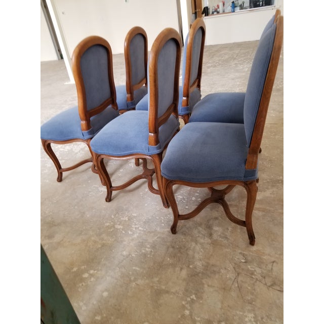 Set of Six French Dining Chairs in Blue Chairish