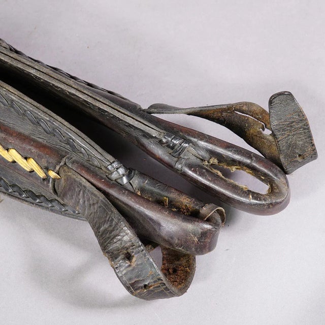 A Pair Antique Leather Stirrup Holders For Sale - Image 4 of 7