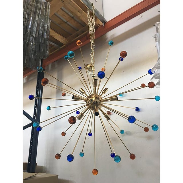 Italian Multicolored Star Murano Glass Sputnik Chandelier by Simoeng For Sale - Image 4 of 9