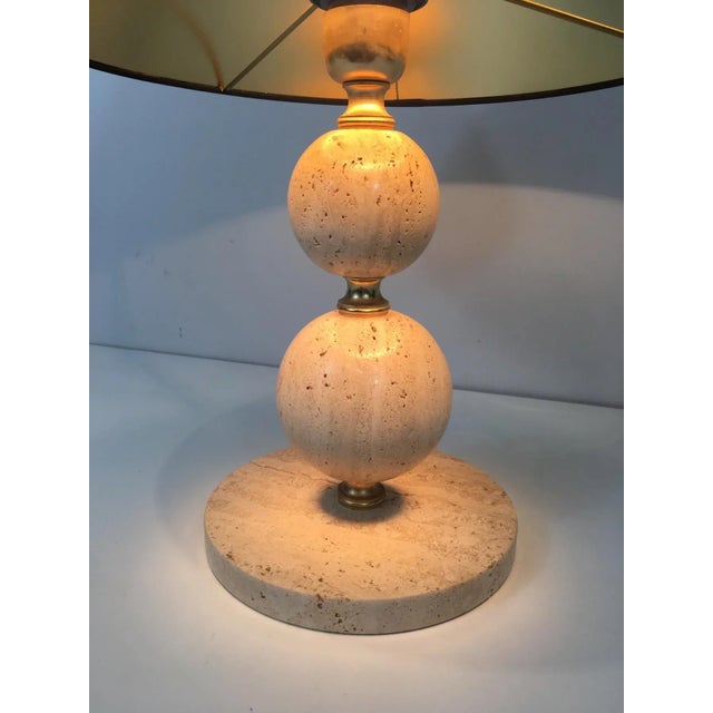 Black Travertine and Brass Table Lamp For Sale - Image 8 of 13