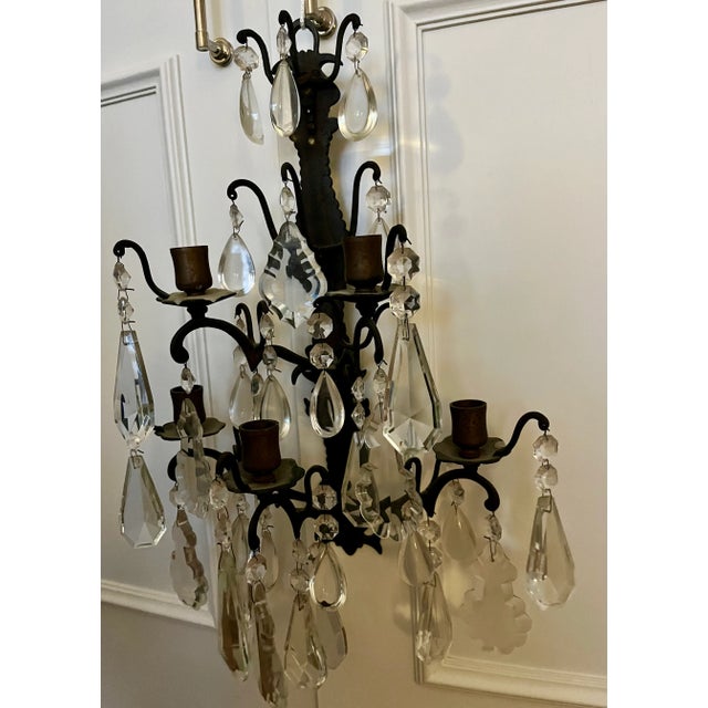 Pair 1920's Crystal Candle Sconces For Sale In Cleveland - Image 6 of 11