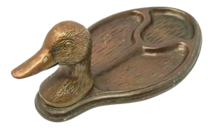 Vintage Brass Duck Head Vide Poche Trinket Valet Tray