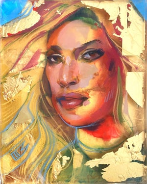 Laverne by Marc Scheff | Resin Layers, Oil, and Caran d'Ache Portrait of a Woman
