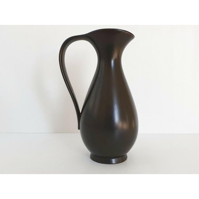 1950s Vintage French Pitcher in Black Ceramic by P.l. Brigitte, 1950s For Sale - Image 5 of 8