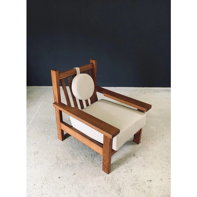 1950s Brutalist Square Oak Lounge Chair, Belgium, 1950s For Sale - Image 5 of 18