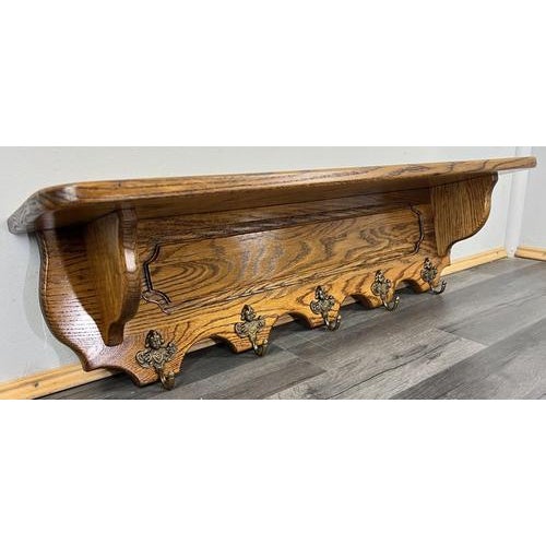 Brown French Style Coat Rack in Oak with Hooks For Sale - Image 8 of 8