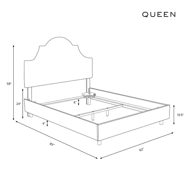 Halsted Bed in Navy Blush Loiret, Queen For Sale In Chicago - Image 6 of 7