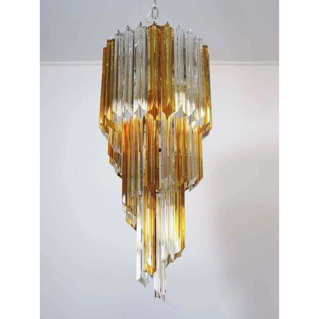 Triedri Chandeliers in the style of Venini, 1980s, Set of 2 For Sale - Image 4 of 11