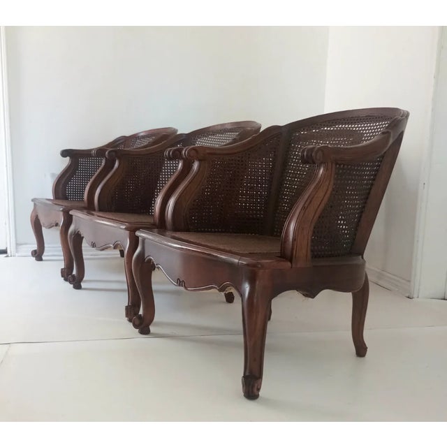 These beautiful set of four are from the 20's - 30s era. They are all hand built with walnut wood, cane back and sides,...