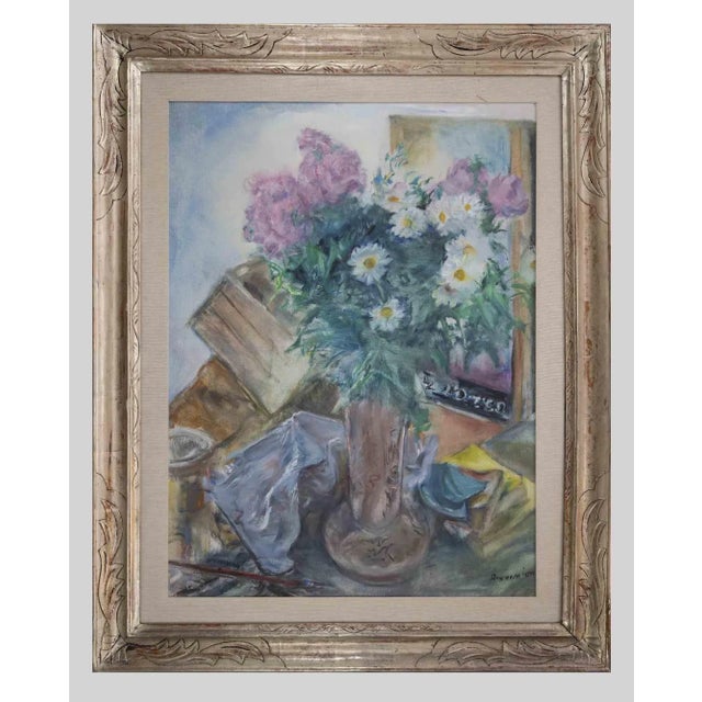 Alfonso Avanessian, Still Life with Flowers and Objects, Oil on Canvas, 1990, Framed For Sale - Image 3 of 4