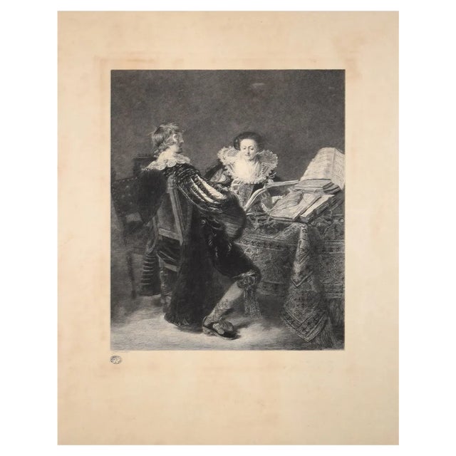 Georges Henri Manesse, La Leçon de Musique, Etching, 1892 For Sale