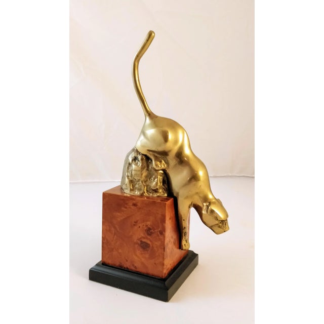Vintage Brass Mountain Lion Sculpture For Sale - Image 11 of 11