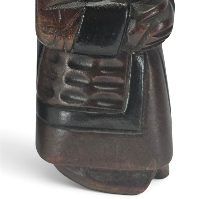 1950s Japanese Ainu Hand-Carved Wood Figures, Hokkaidō, Pair For Sale - Image 10 of 12