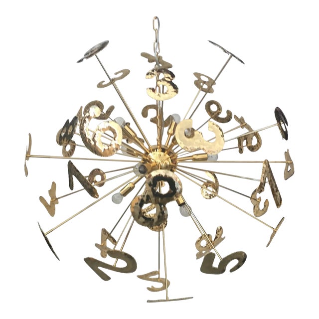 Numbered Sputnik Chandelier With Brass and Gold Metal Frame For Sale