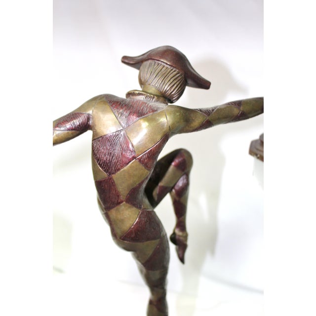 1990s Art Deco Style Bronze Harlequin Lamp For Sale - Image 17 of 18