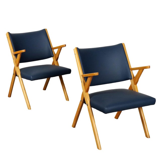 Set of Vintage Armchairs in Leatherette & Beech, Italy, 1950s For Sale - Image 13 of 13