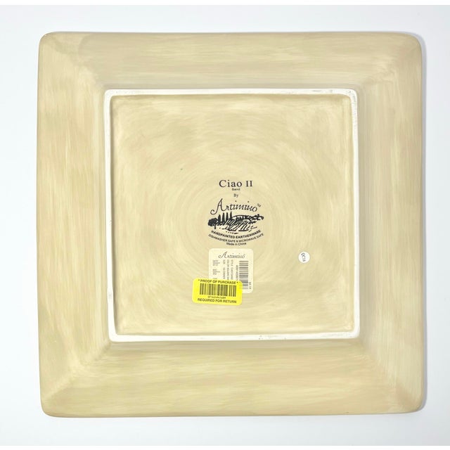 2000 - 2009 Artimino “Ciao II (Sand)” Square Earthenware Dinner Plates - Set of 9 For Sale - Image 5 of 6